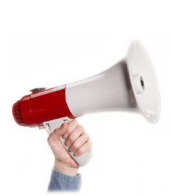 a loud hailer being waved